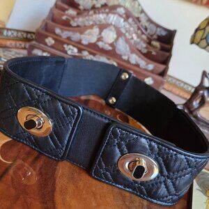 Marciano black diamond quilted leather belt